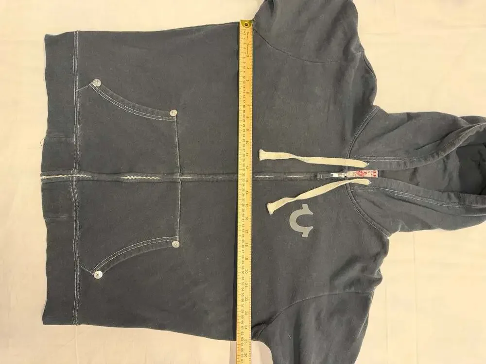 True Religion Classic Logo Full Zip Hoodie with Contrast Stitching